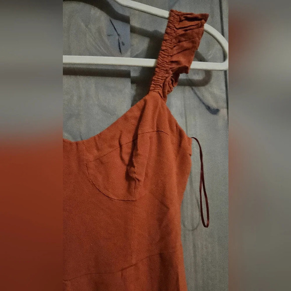 COTTON CANDY ruffle strap pant jumpsuit. Rust color. Size medium - Picture 8 of 14